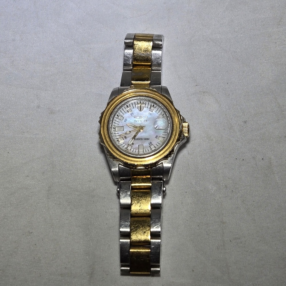 Invicta Ladies Watch Pro Divers Model 6895 2-Tone Band MOP Face 2C4